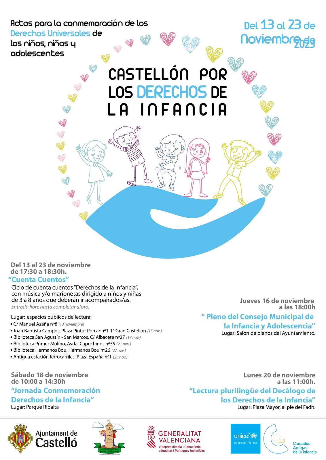 Castellón celebra los Derechos de la Infancia y la Adolescencia con actos durante toda la semana